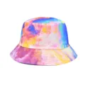Détail de chapeau bob tie-dye coloré, tissu imprimé nuage, coutures et texture de bord. - M (56-58cm) / Teinture-Lien Double Face 04