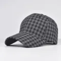 Classic houndstooth baseball cap for autumn winter, stylish hard top duck tongue hat. - Adjustable / Purple Embroidery (05)