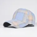 Classic plaid baseball cap for autumn winter, trendy hard top duck tongue hat, stylish blue plaid. - Adjustable / 08