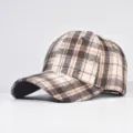 Classic plaid baseball cap for men and women, autumn winter warm hat with structured hard crown. - Adjustable / 13