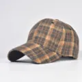 Classic plaid baseball cap for men and women, autumn and winter warm tartan hat, stylish design. - Adjustable / 23