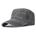 Gewassen katoenen militaire pet voor heren en dames, vintage platte pet voor outdoor. - Verstelbaar / Legergroen