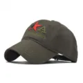 Men's vintage military baseball cap, solid green cotton outdoor sun protection hat. - Adjustable / Army Green