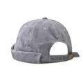 Grey washed denim docker cap detail, retro brimless miki hat with adjustable metal buckle. - Adjustable / Washed Grey