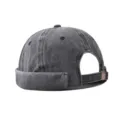 Classic washed denim docker hat for men, retro grey miki cap, stylish streetwear hat. - Adjustable / Washed Black