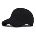 Thickened sherpa baseball cap for women and men, warm winter fleece hat for outdoor sun protection. - Adjustable / Black