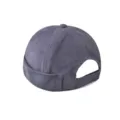 Corduroy docker cap detail view, textured brimless melon hat back adjustable strap closeup. - Adjustable / Gray