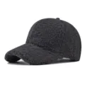 Dark grey sherpa baseball cap detail, thick fleece winter sun hat for men and women outdoor. - Adjustable / Dark Gray