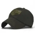 Men's retro military baseball cap outdoor sunshade camouflage army hat with embroidered patch. - Adjustable / Army Green