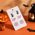 Halloween acryl oorbellen set met schattige zwarte kat en geest ontwerpen voor feestelijke stijl - 25080401-10