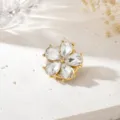 Exquisite crystal flower shirt accessory, elegant gold-tone rhinestone detail shot. - Five-Petal Rhinestone Flower (26080501-1)