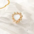 Vintage gold heart cufflink with delicate beaded floral edge design for elegant formal wear. - Beaded Heart Shape (26080501-2)