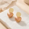 Chic gold geometric heart earrings with vintage textured drop for elegant women daily wear. - Heart Texture Style (26080504-2)