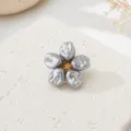 French vintage baroque pearl flower cufflinks grey irregular pearls gold stamen shirt accessory - Grey Flower Style (26080501-5)