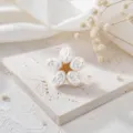 Exquisite pearl flower cufflink detail shot, vintage French style shirt accessory for men and women. - White Flower Style (26080501-6)