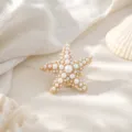Exquisite pearl starfish cufflink detail shot, elegant gold accessory for shirts. - Starfish With Pearl Inlay (26080501-10)
