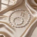 Ensemble collier bracelet boucles d'oreilles perles baroques imitation luxe - Ensemble 8