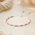 Boho βραχιόλι με χάντρες ρυθμιζόμενο χειροποίητο μωβ γυάλινες χάντρες κοσμήματα γυναίκες - Στυλ 4
