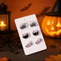 Halloween acryl oorknopjes set met schattige spinnen, ketels en leuke boo spook ontwerpen. - 25080401-1