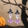 Halloween χαριτωμένο φάντασμα νυχτερίδα καπέλο μάγισσας ακρυλικά σκουλαρίκια αστείο δώρο - 25080403-2