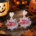 Γοθικά Σκουλαρίκια ακρυλικά ιστός αράχνης Halloween με καρδιά γυναικεία κοσμήματα μόδας - Στυλ 1