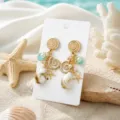 Zeevakantie stijl schelp zeester oorbellen met parels en gouden kettingen voor zomer. - Gouden Ketting Schelp Zeester Parel Stijl