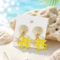 Oceaan stijl schelp zeester oorbellen detailweergave, zomer strand vakantie sieraden. - Geel Koraal Schelp Zeester Stijl (26062815-5)