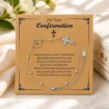 Bracelet de confirmation en acier inoxydable avec pendentif croix et carte-cadeau religieuse. - Style 5