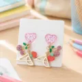 Leuke schattige geëmailleerde hart geometrie geodriehoek kers hangende oorbellen voor meisjes. - Stijl 6