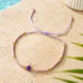 Boho ιώδης πέτρα χάντρες ρυθμιζόμενο βραχιόλι για γυναίκες χειροποίητα κοσμήματα παραλίας - Μωβ