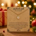 Collier en acier inoxydable graine de moutarde pendentif chaîne de clavicule cadeau de Noël - Pendentif Micro-Gravé Rond / Or