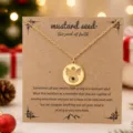 Collier pendentif ange graine de moutarde en acier inoxydable doré carte cadeau de fête - Pendentif Ange Rond / Or