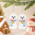 Navidad invierno dibujos animados lindo perro pendientes acrílico joyería fiesta navideña - Cachorro (26083004)