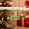 Boucles d'oreilles cristal sapin de noël pendantes festives bijoux mode cadeaux femmes - Boucles d'Oreilles Vertes
