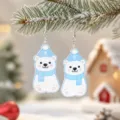 Lindos pendientes de acrílico de oso polar de Navidad sombrero bufanda, joyería festiva - Oso Polar (26083004)