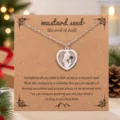 Collier foi grain de sénevé en acier inoxydable avec pendentif cœur, cadeau inspirant. - Pendentif Cœur Figure de Prière / Or