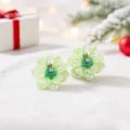 Weihnachten grüne Blumen Ohrstecker mit süßem Weihnachtsbaum Design, festlicher Schmuck - Hellgrün