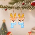 Pendientes colgantes de acrílico de reno de dibujos animados de navidad, joyería festiva linda. - Alce (26083004)