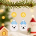 Pendientes colgantes de acrílico de oso polar de navidad para hermosa fiesta invernal. - Oso Polar con Copo de Nieve (26083004)