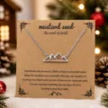 Collier pendentif montagne acier inoxydable graine de sénevé foi cadeau accessoire - Pendentif Montagne / Or