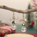 Boucles d'oreilles arbre de noel cristal facette boule iridescente cadeau bijoux variant - Boucles d'Oreilles Nœud Iridescentes 2