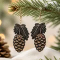 Pendientes de acrílico con piña de Navidad, pendientes colgantes festivos elegantes para mujeres. - Piña de Pino (26083002)