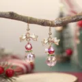 Boucles d'oreilles pendantes arbre de Noël en cristal avec nœud pour belles fêtes - Boucles d'Oreilles Nœud Iridescentes 3