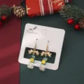 Boucles d'oreilles nœud doré et cubes cristal, style festif doux variante, bijoux chic. - Boucles d'Oreilles Cristal Cube 1