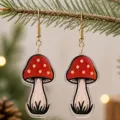 Lindos pendientes colgantes de acrílico con champiñones navideños joyería festiva para mujer - Champiñón (26083002)
