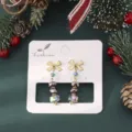 Boucles d'oreilles nœud en cristal festives avec perles irisées pour fêtes de Noël. - Boucles d'Oreilles Arbre de Noël Style 4