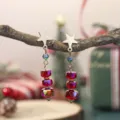 Boucles d'oreilles étoile de Noël avec perles de cristal rouge étincelantes bijou festif - Boucles d'Oreilles Arbre de Noël Style 7