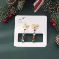 Magnifiques boucles d'oreilles cristal nœud sapin de noël perles pendantes bijoux festifs. - Boucles d'Oreilles Arbre de Noël Style 2