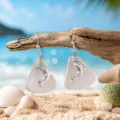 Silver sea glass dolphin earrings beach style cute jewelry accessory for women daily wear. - Pink Dolphin Earrings (24043005)