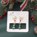 Boucles d'oreilles noeud cristal sapin de Noel vert facette bijou de fete style mode - Boucles d'Oreilles Arbre de Noël Style 1